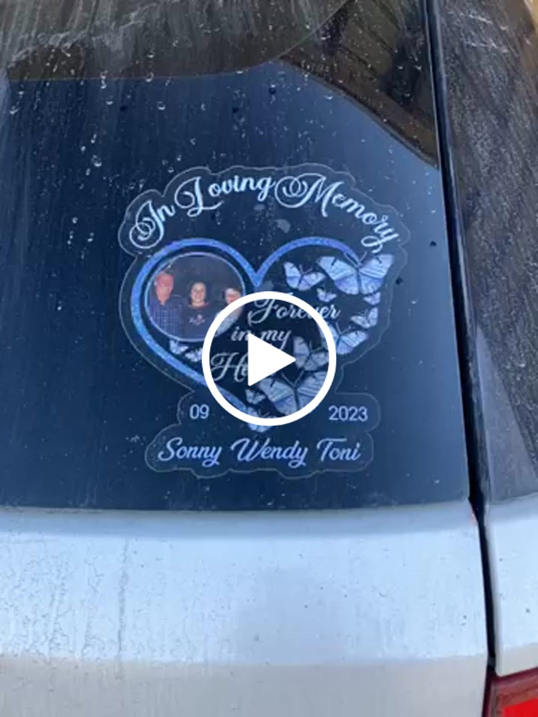 Customer video review of In Loving Memory Sparkling Heart Memorial Butterflies Personalized Decal