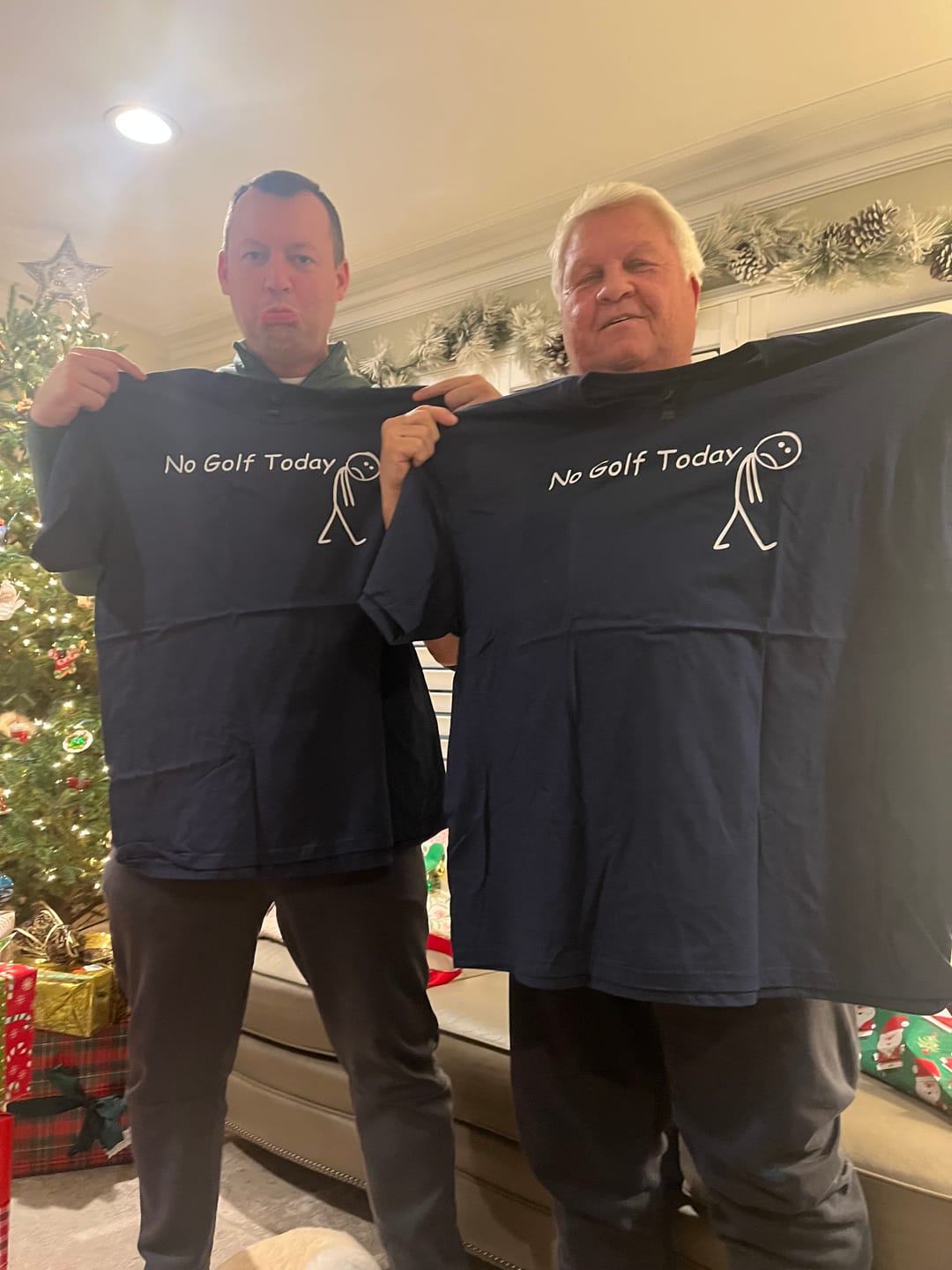 Customer photo review of No Golf Today T-Shirt US