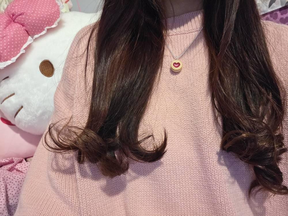 Customer photo review of Scented Shortcake Heart Cookie Necklace