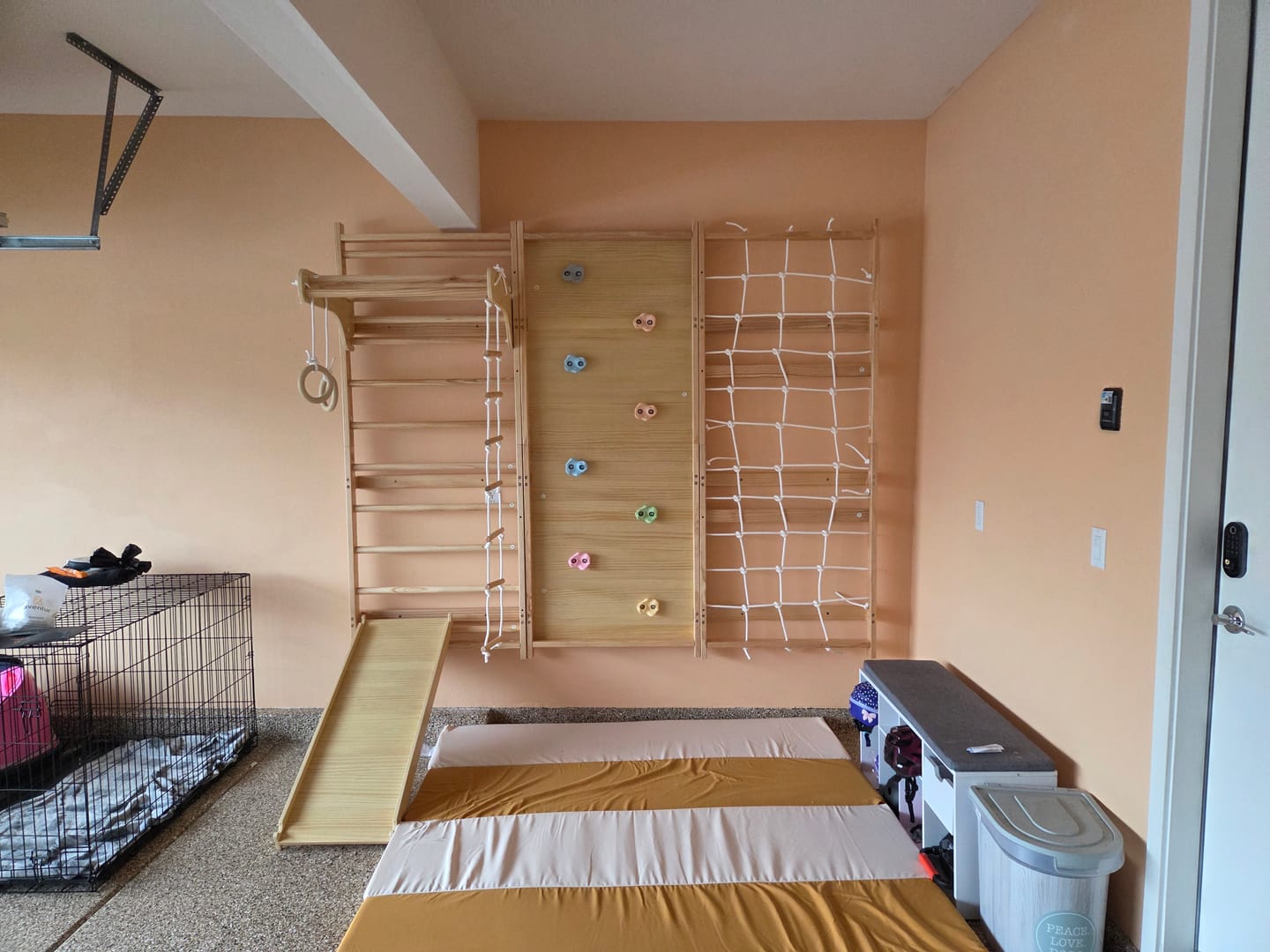 Customer photo review of Walnut Modular | Swedish Ladder Jungle Gym - 79" Height - Wall Mounted