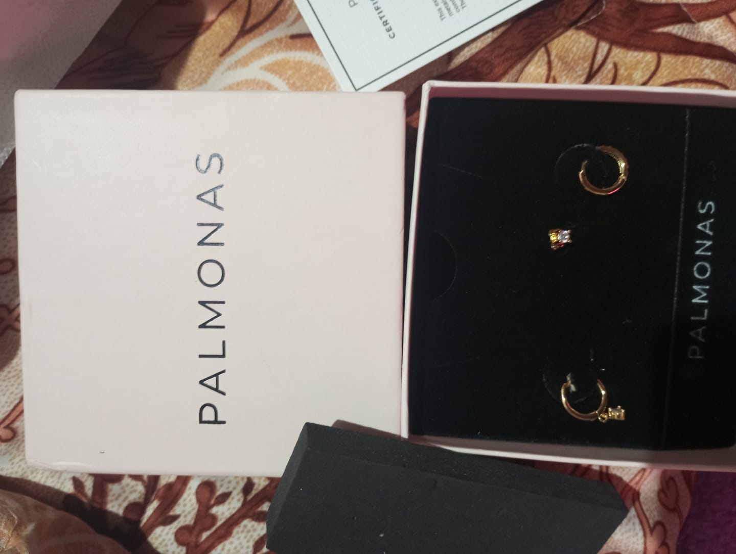Customer photo review of Luxe Duo Hoops & CZ Stud Mismatched Earring Set
