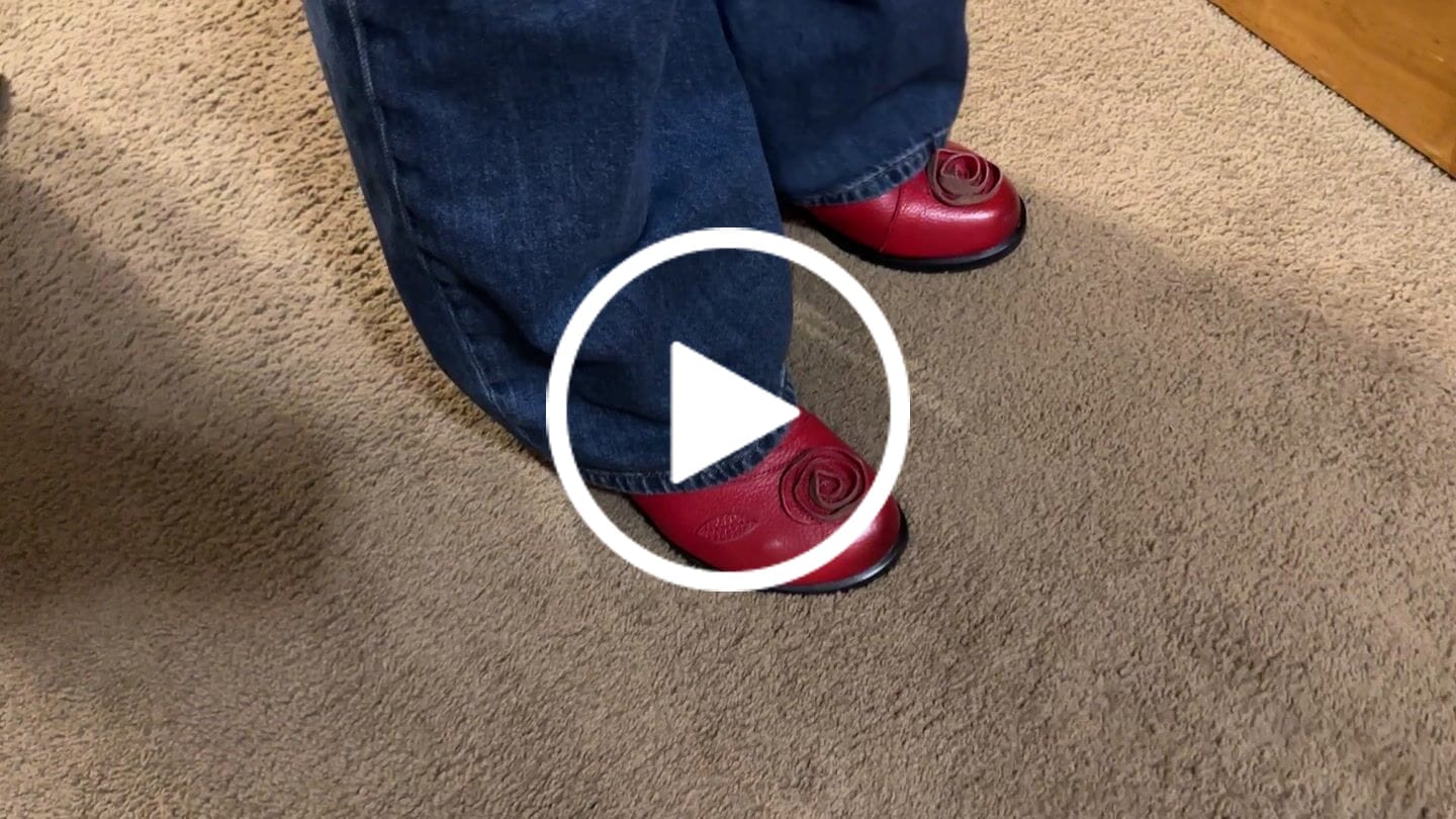 Customer video review of Women Retro Flower Leather Solid Mid-Heel Boots