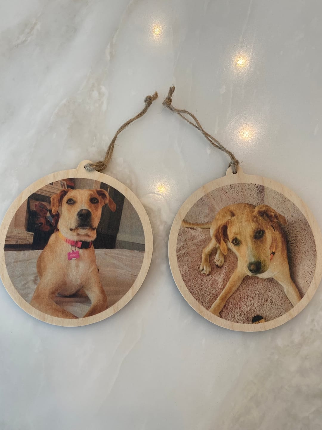Customer photo review of Circle Single Wood Ornament
