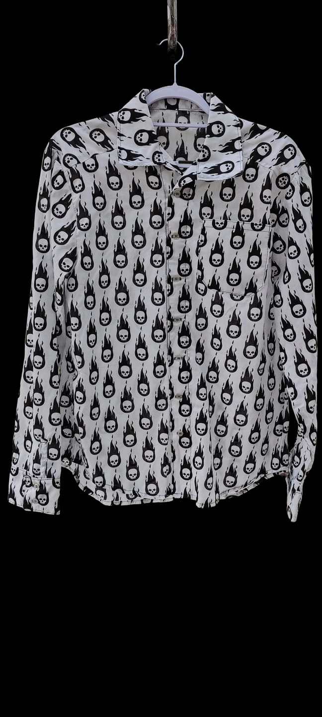 Customer photo review of Flaming Skulls Polycotton Fabric