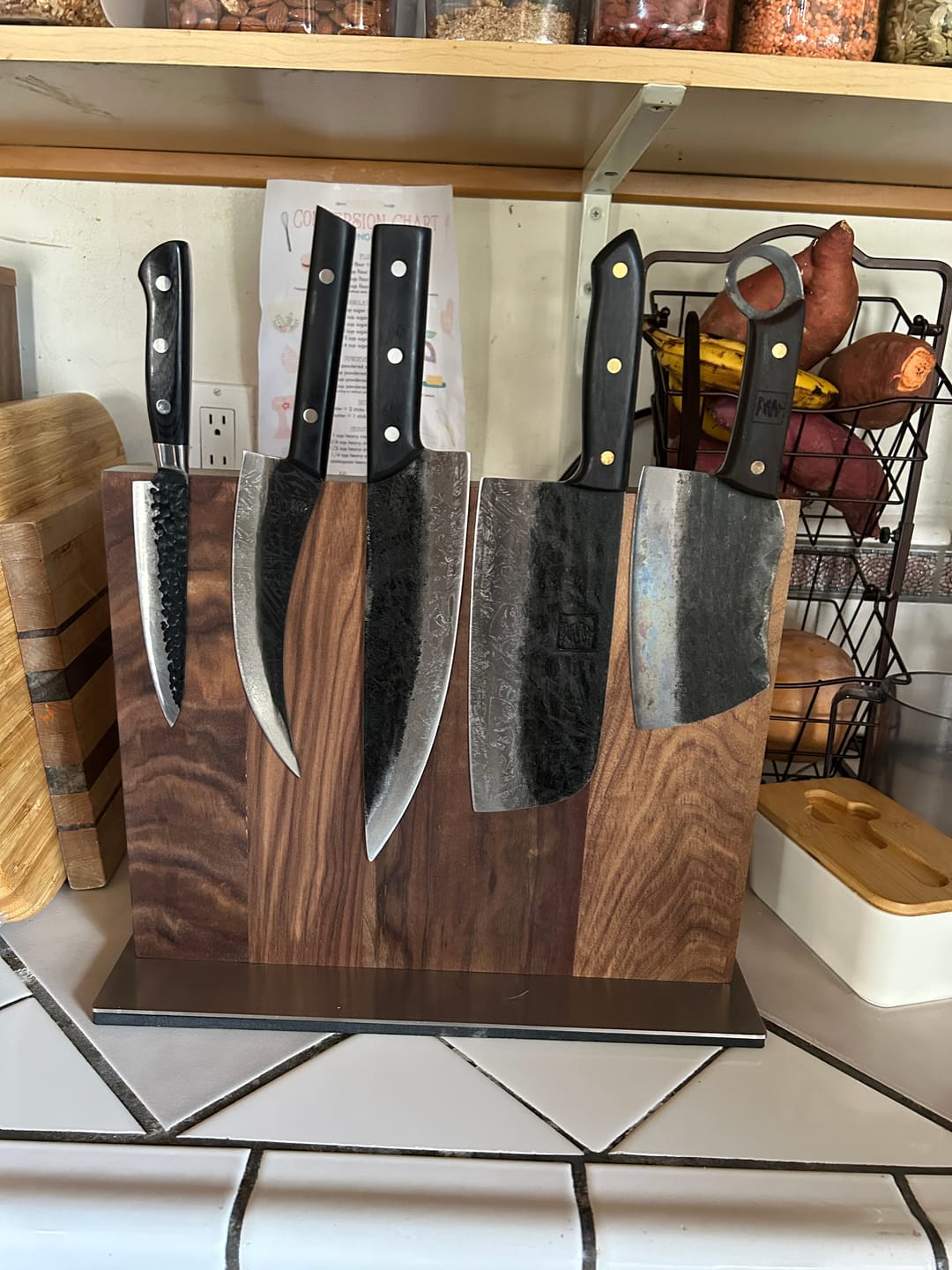 Customer photo review of Walnut Magnetic Knives Holder