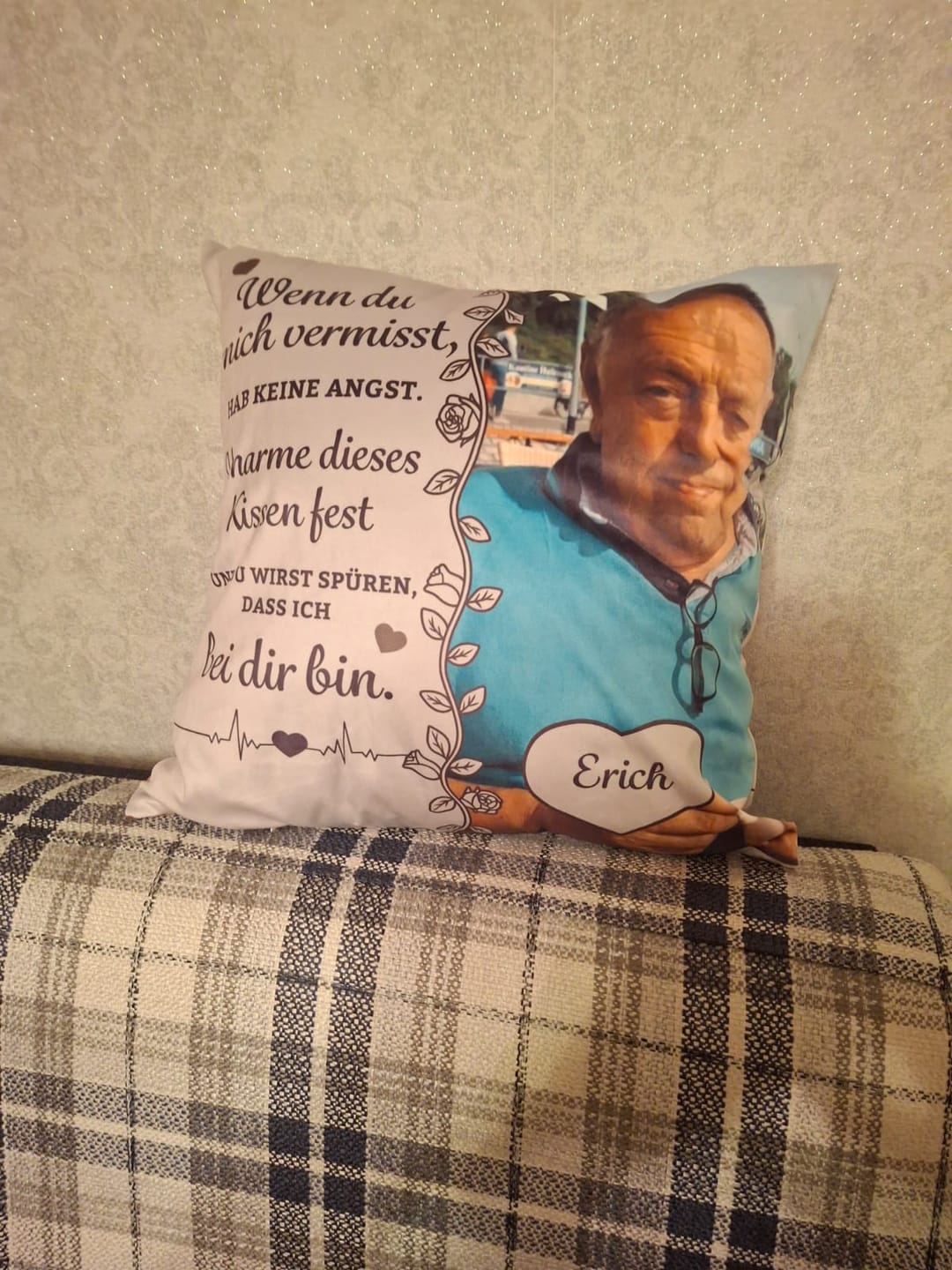 Customer photo review of Wenn du mich vermisst - Personalisiertes Kissen