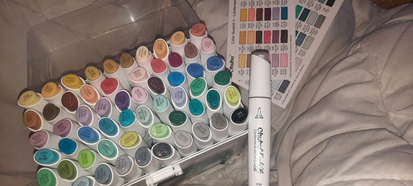 Customer photo review of Ohuhu Kaala Five Tones Slim Broad and Fine Dual Tips Alcohol Art Markers