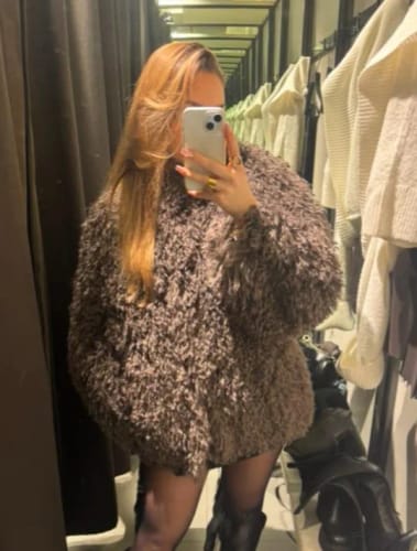 Customer photo review of Gwen Fluffy Lapel Coat