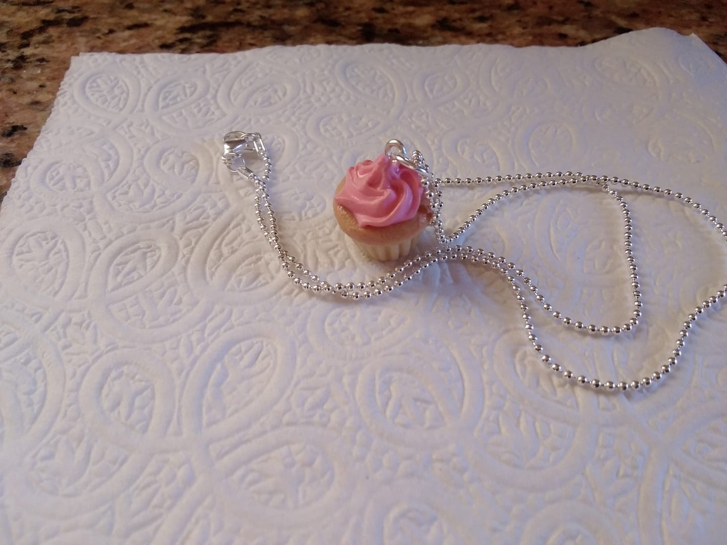 Customer photo review of Scented Birthday Cupcake Necklace