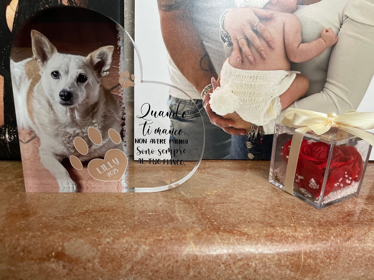 Customer photo review of Quando ti manco - Cuore in vetro personalizzato