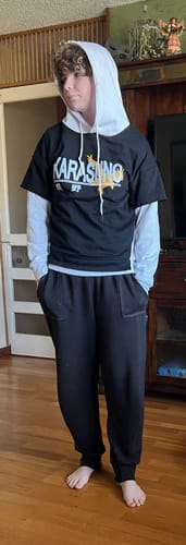 Customer photo review of Trendy Karasuno High Fake Two Piece Casual Hoodie