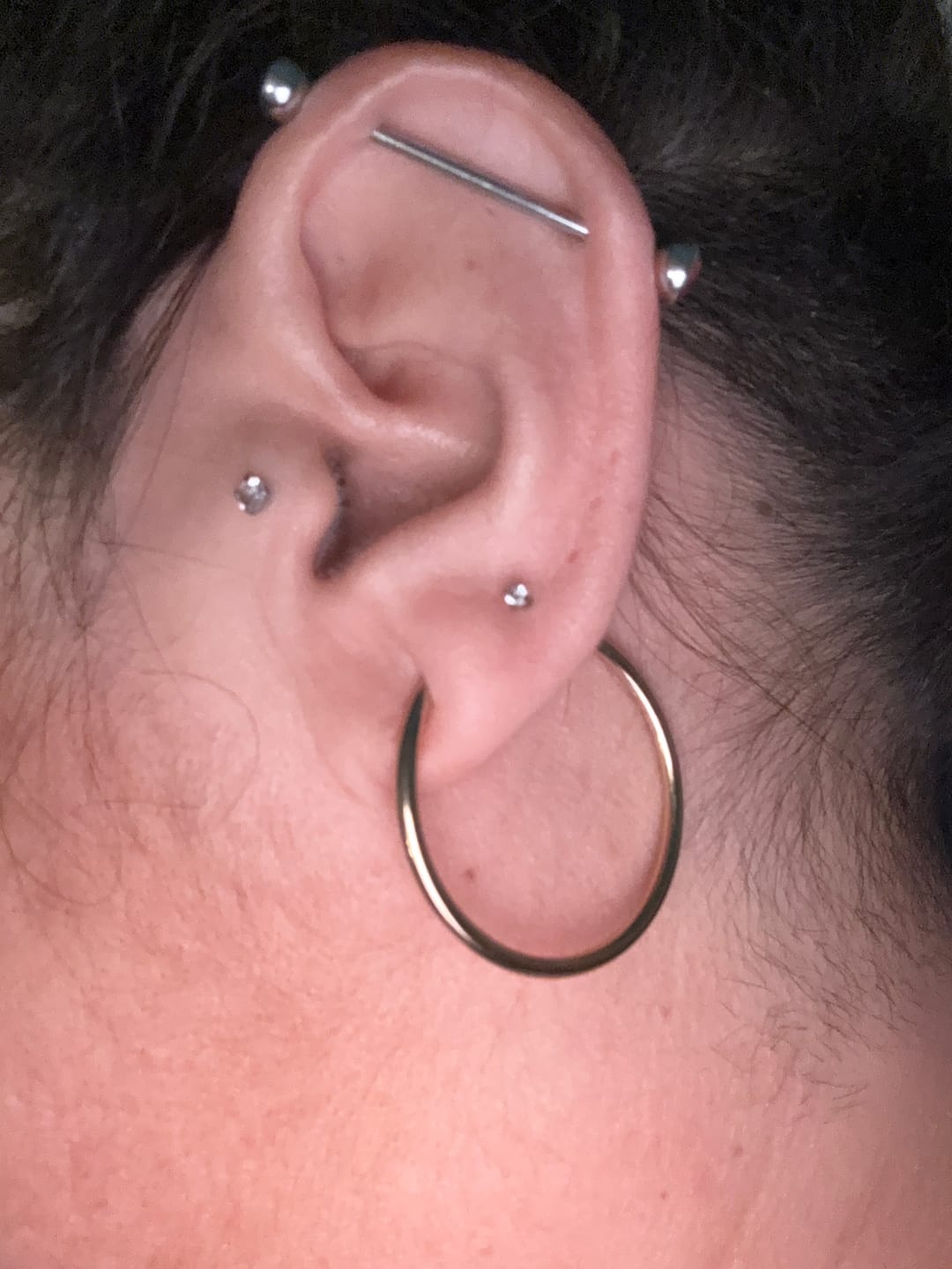 Customer photo review of My Huggies Hoop Earrings