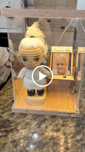 Customer video review of Personalized Memorial Crochet Doll Keepsake with LED Display Box & Photo Card