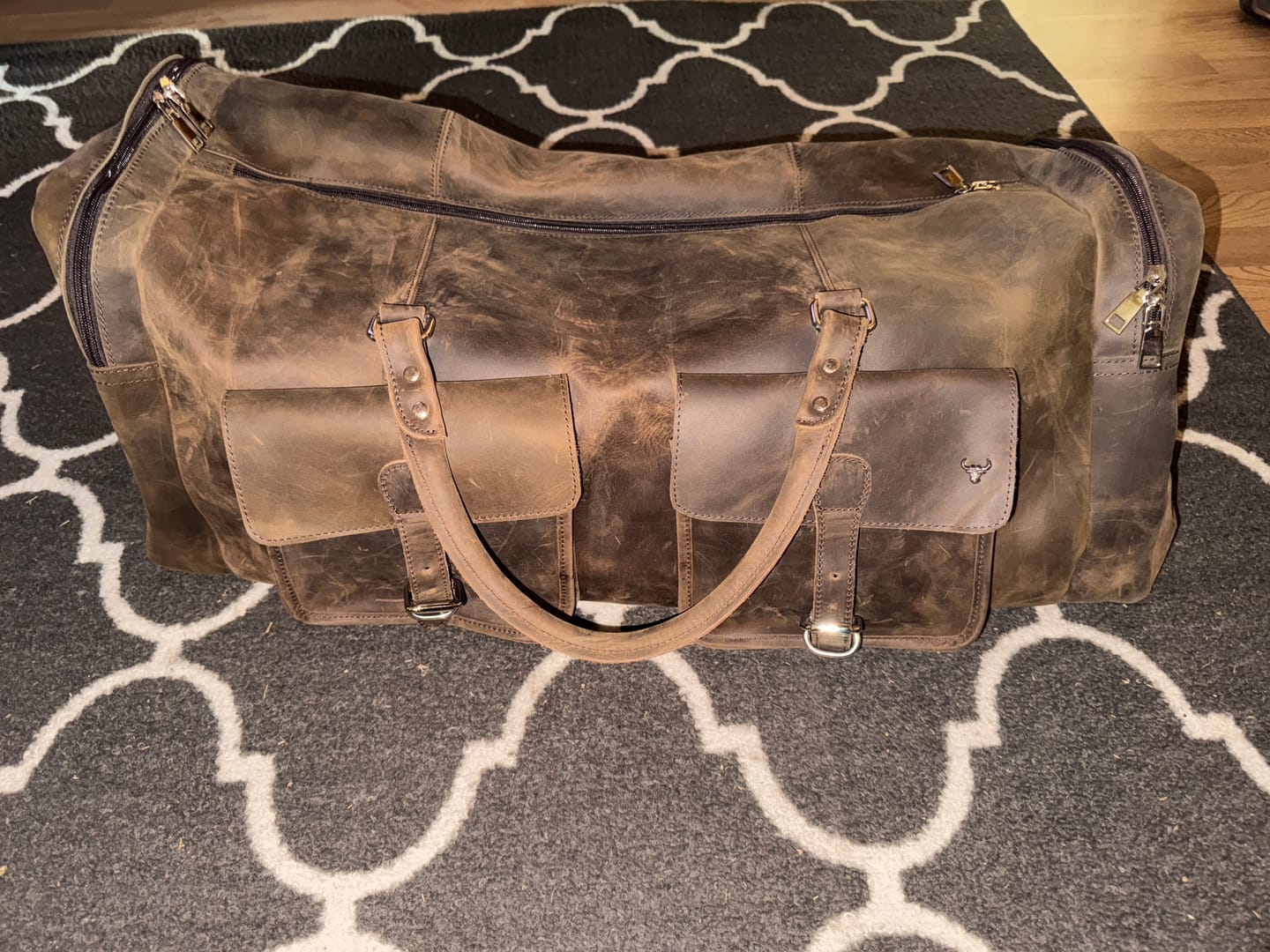 Customer photo review of Large Hunter Buffalo Leather Duffel Bag
