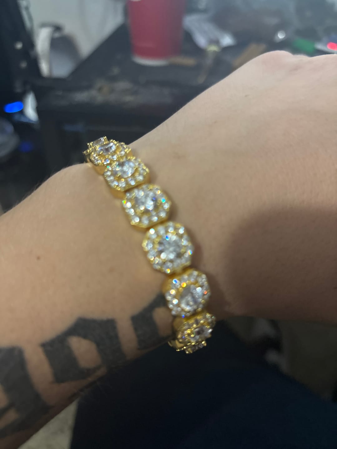 Customer photo review of 10mm Clustered Tennis Bracelet - Gold