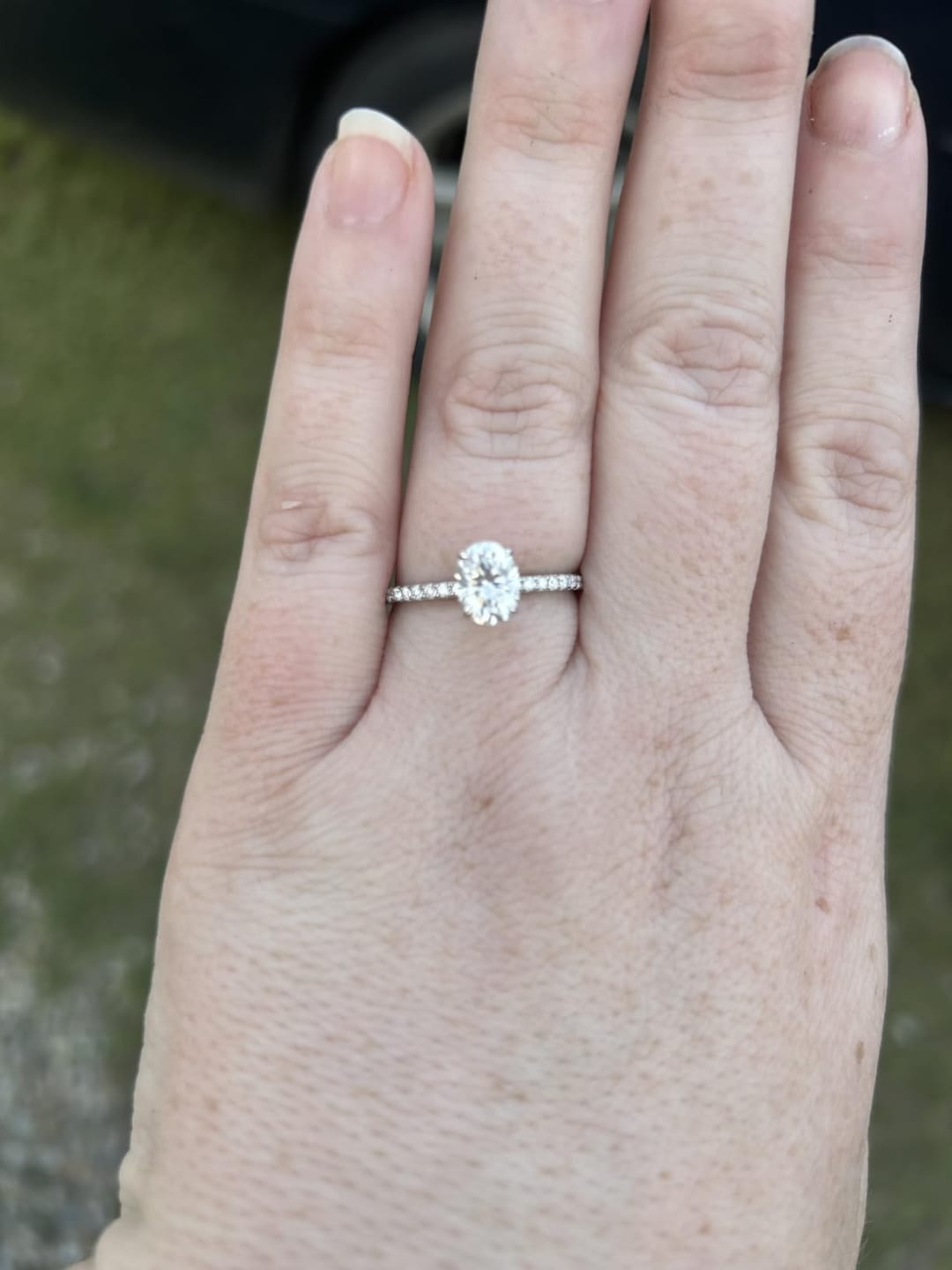 Customer photo review of S925 Moissanite 2.0 Ct~5.5 Ct Pavé Oval Cut Engagement Rings For Women