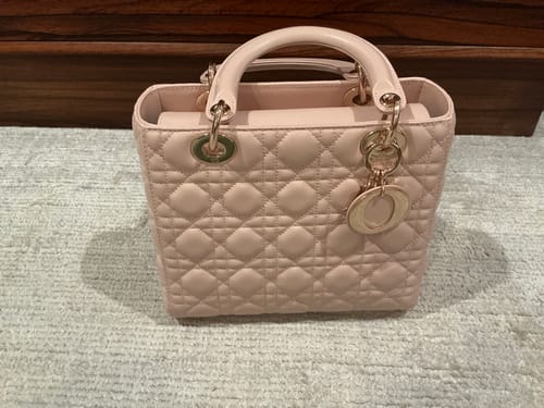 Customer photo review of DIOR 25S MEDIUM LADY BAG 24 IN PINK CALFSKIN GOLD HARDWARE