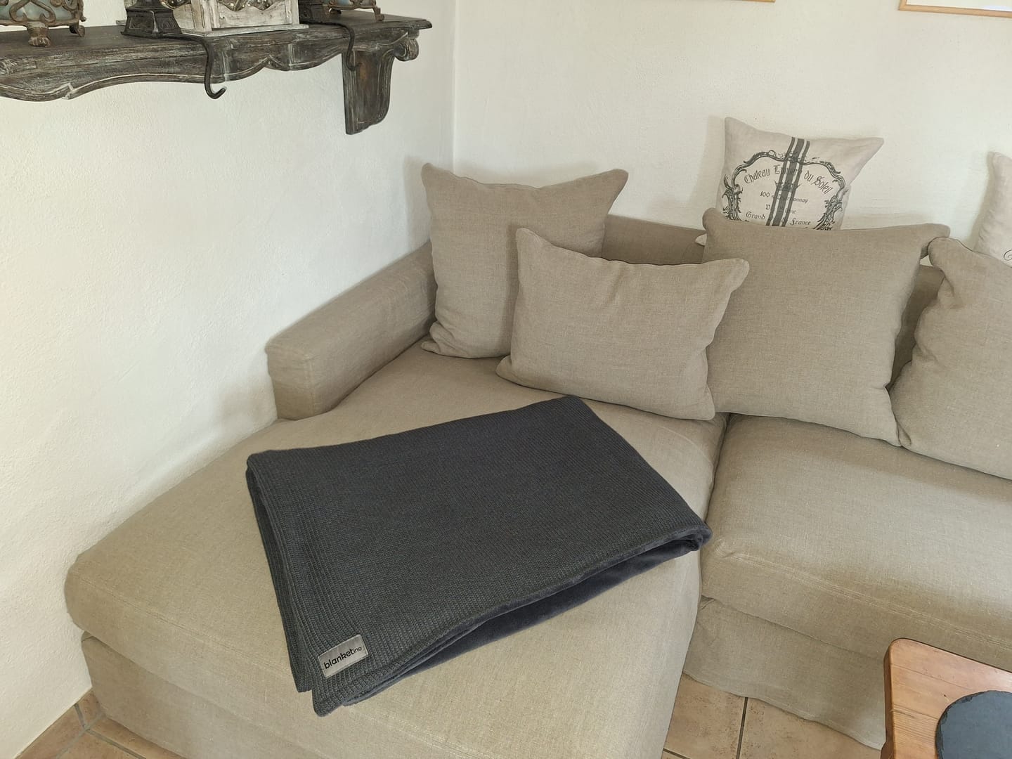 Customer photo review of Kuscheldecke mit Baumwollstrick · Dunkelgrau