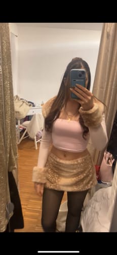 Customer photo review of My True Form Fawn Fur Bolero Cardigan