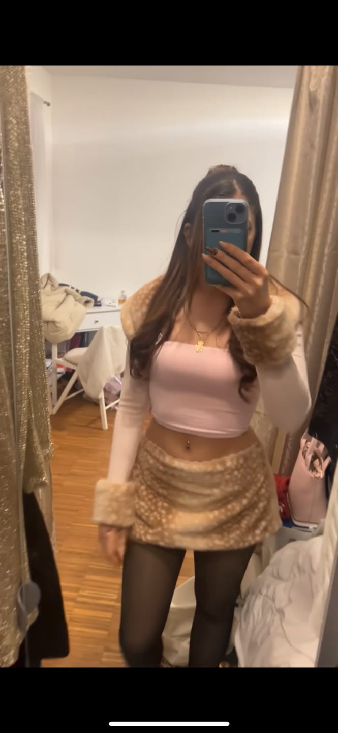 Customer photo review of My True Form Fawn Fur Bolero Cardigan