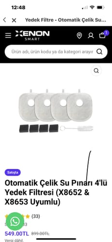 Customer photo review of Otomatik Çelik Su Pınarı 4'lü Yedek Filtresi (X8652 & X8653 Uyumlu)