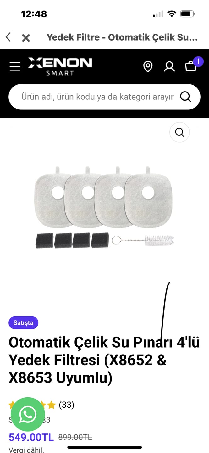 Customer photo review of Otomatik Çelik Su Pınarı 4'lü Yedek Filtresi (X8652 & X8653 Uyumlu)