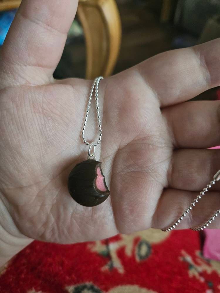 Customer photo review of Scented Cherry Chocolate Truffle Necklace