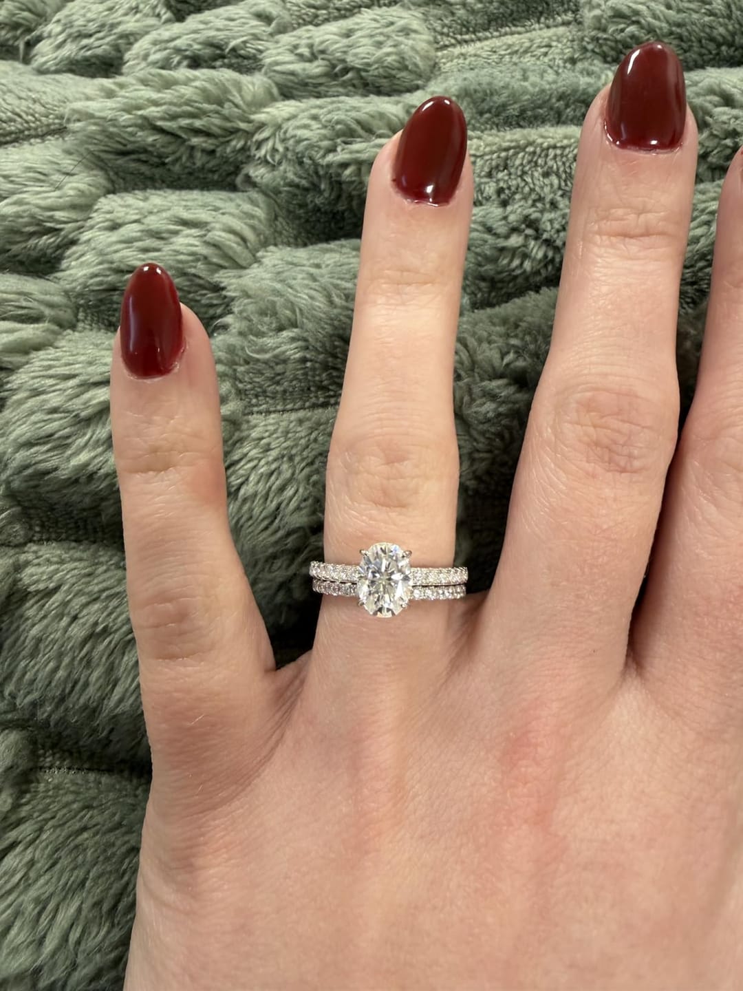Customer photo review of S925 Moissanite 2.0 Ct~5.5 Ct Pavé Oval Cut Engagement Rings For Women