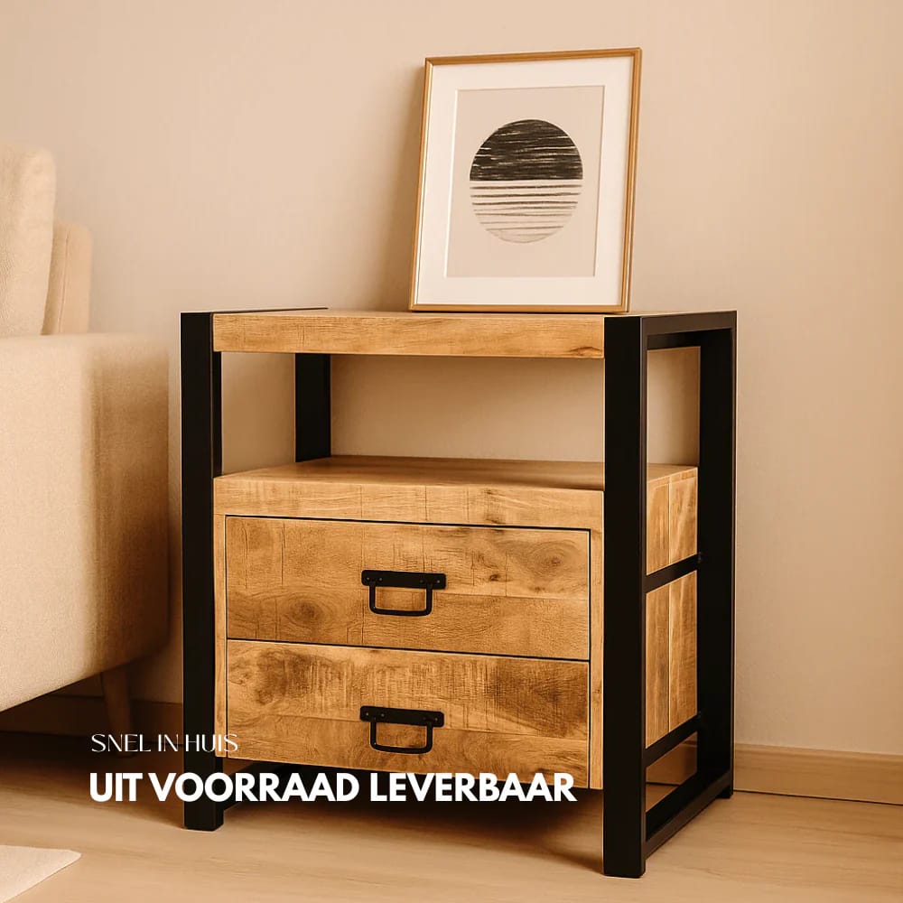 Customer photo review of Mango Houten Nachtkastje Britt | 50x40x70cm Tijdloos & Handgemaakt Design