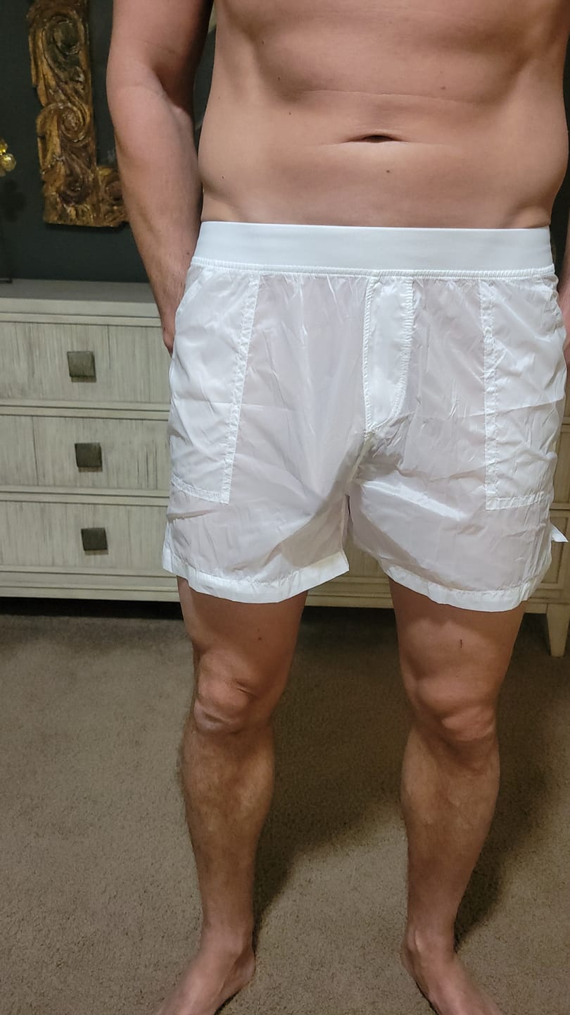 Customer photo review of Men's Non-Lined Translucent Sexy Beach Shorts