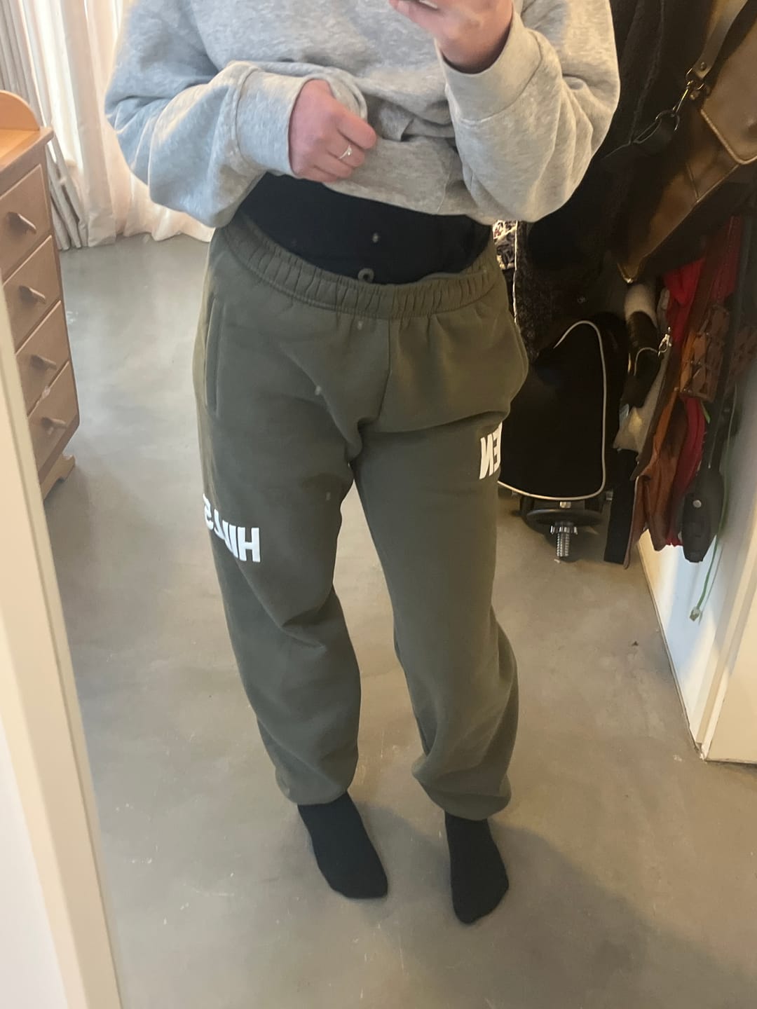 Customer photo review of GATED COMMUNITY CUFFED SWEATPANTS SAGE