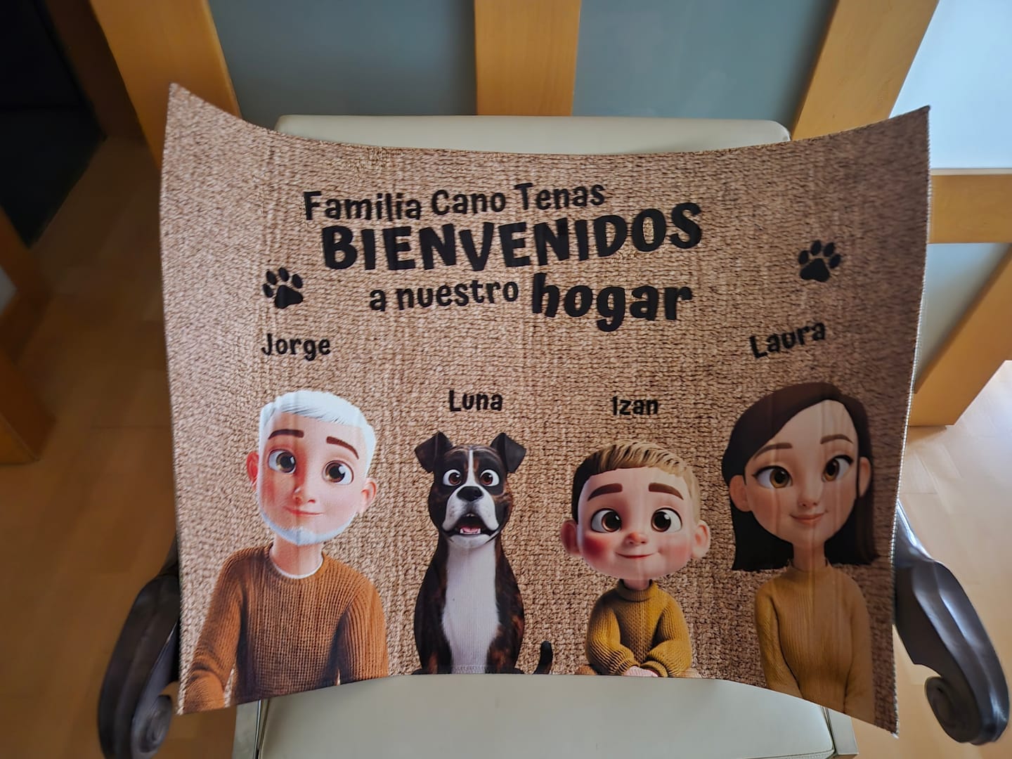 Customer photo review of Nuestro hogar - Felpudo personalizado