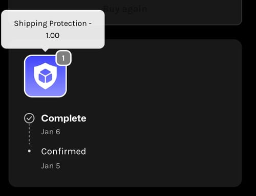 Customer photo review of Shipping Protection