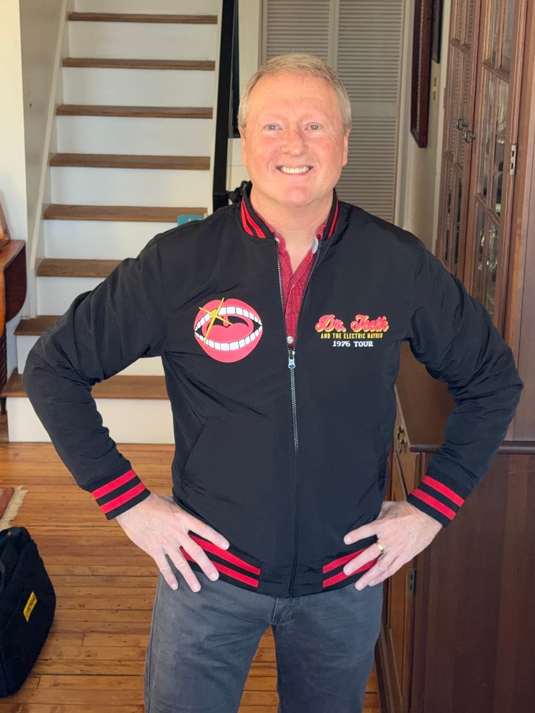 Customer photo review of Disney's The Muppets "Dr. Teeth 1976 Tour" – Reversible Bomber Jacket