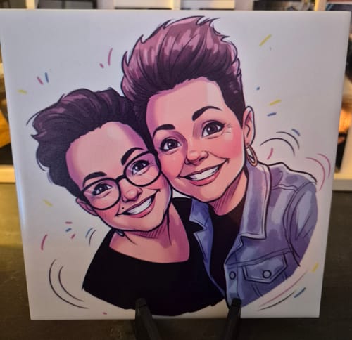 Customer photo review of Jouw Foto in Karikatuur Stijl - Gepersonaliseerde Tegel