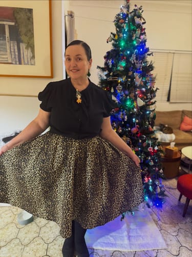 Customer photo review of NEW FIT - Vixen Swing Skirt in Wild Leopard Print - Vixen by Micheline Pitt