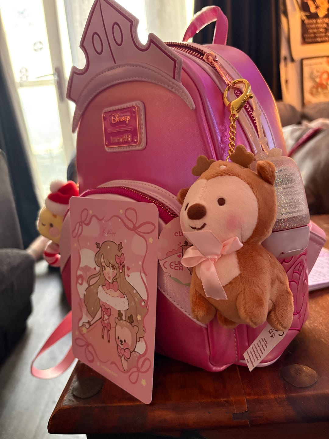 Customer photo review of Cinnamon the Deer Keychain Plush | Kawaii Cottagecore Coquette Plush | Whimsical Pink Bow Deer Plushie