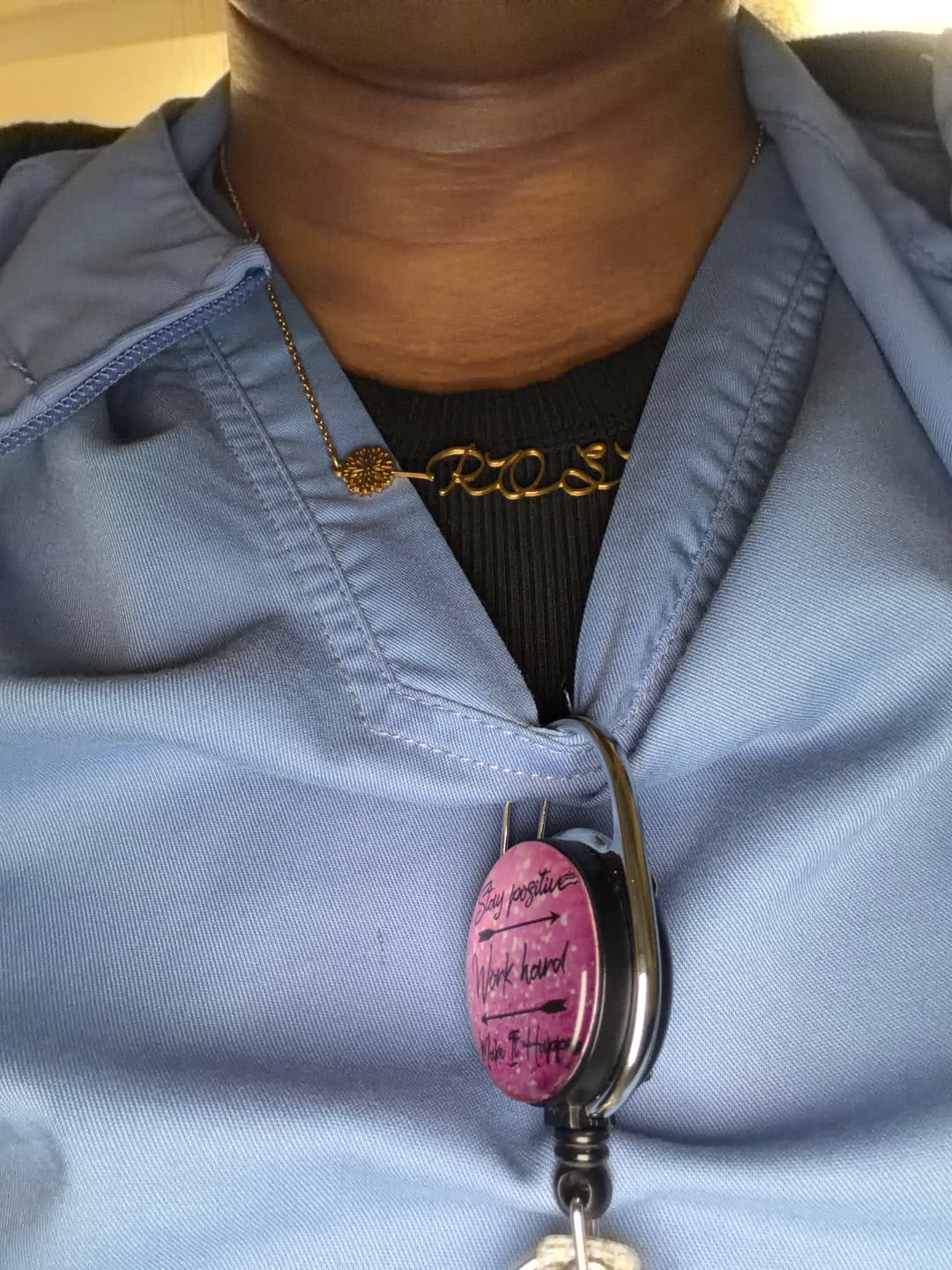 Customer photo review of Birth Flower Horizontal Name Necklace