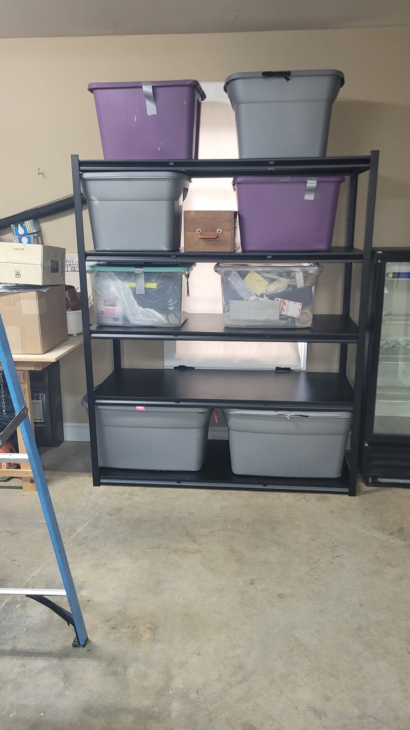 Customer photo review of REIBII 60"W x 72"H Industrial Garage Shelving, 3000LBS Heavy Duty Storage Shelves, Adjustable Metal Shelving for Basement Warehouse