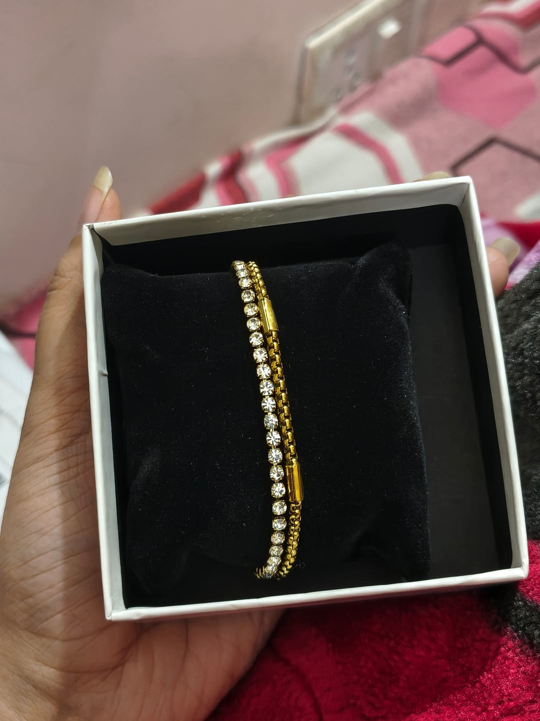 Customer photo review of Golden Glamour Layered Bracelet