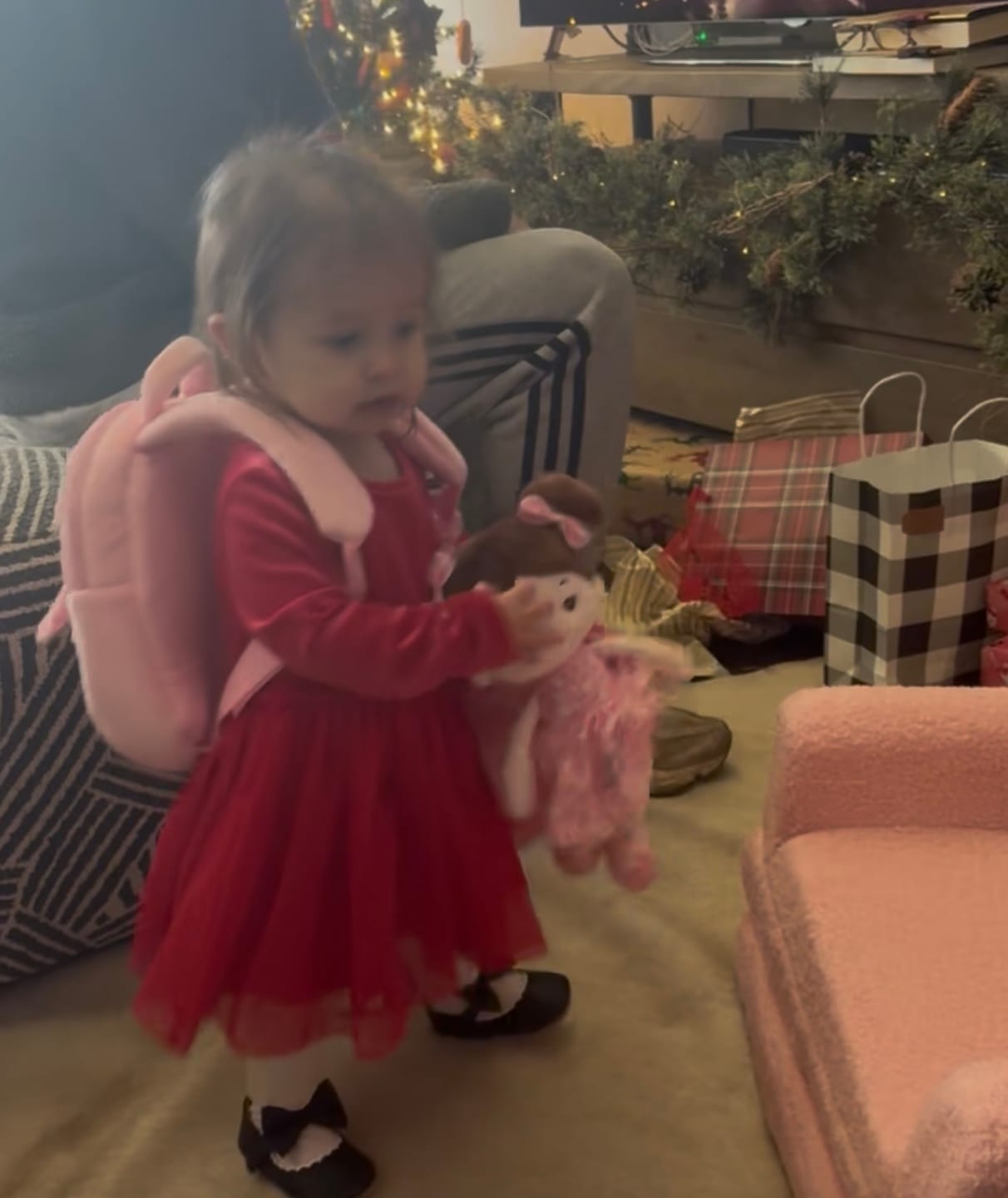 Customer photo review of Personalized Flora Belle Doll Backpack - Pink
