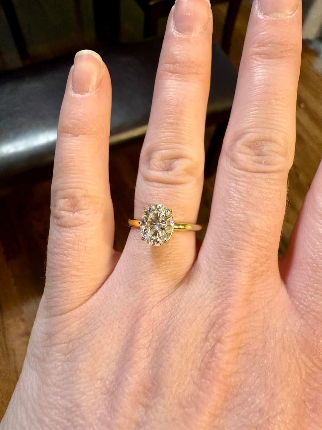 Customer photo review of S925 Moissanite 2.0 Ct ～5.5 Ct Oval Cut Yellow Gold/White Gold Promise Ring For Women