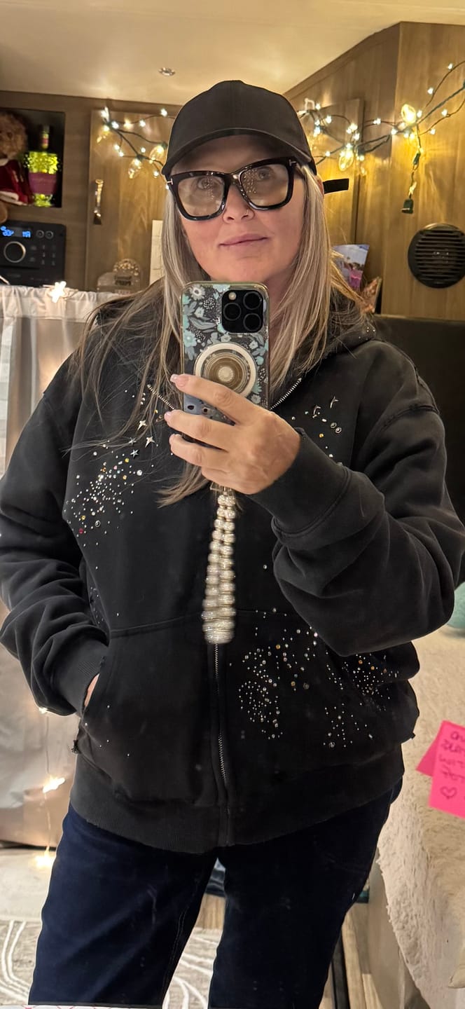 Customer photo review of Aelfric Eden Rhinestone Boxy Zip Up V302 Hoodie