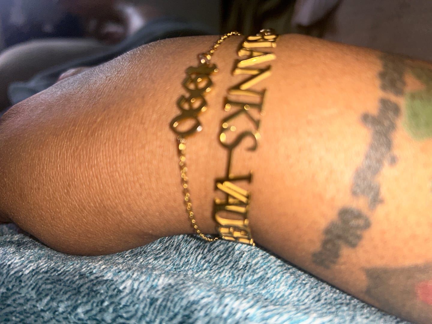Customer photo review of Cuban Initial Bracelet