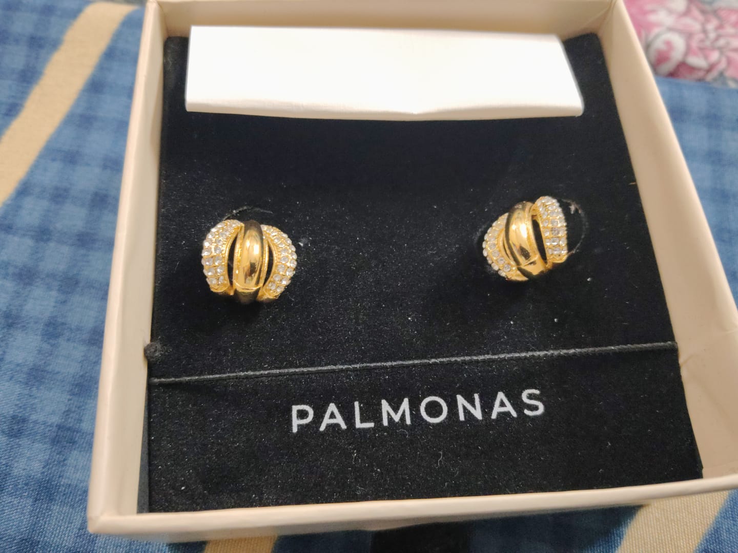 Customer photo review of Radiant Gold & Crystal Luxe Earrings