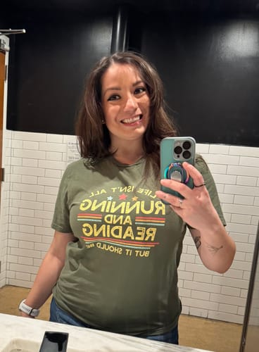 Customer photo review of Running & Reading T-Shirt