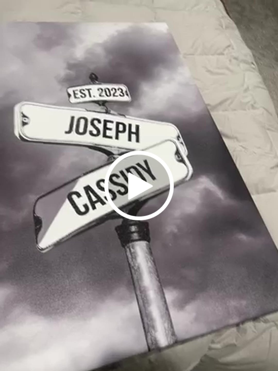 Customer video review of Personalized Canvas Vintage Street Sign For Couples