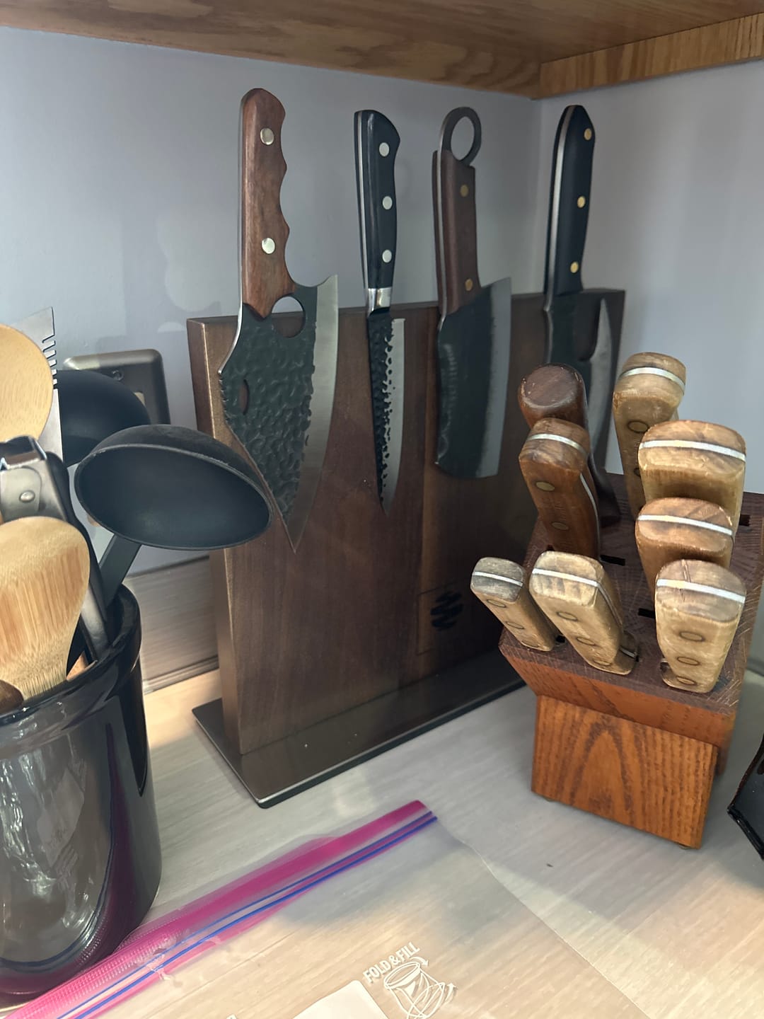 Customer photo review of Walnut Magnetic Knives Holder