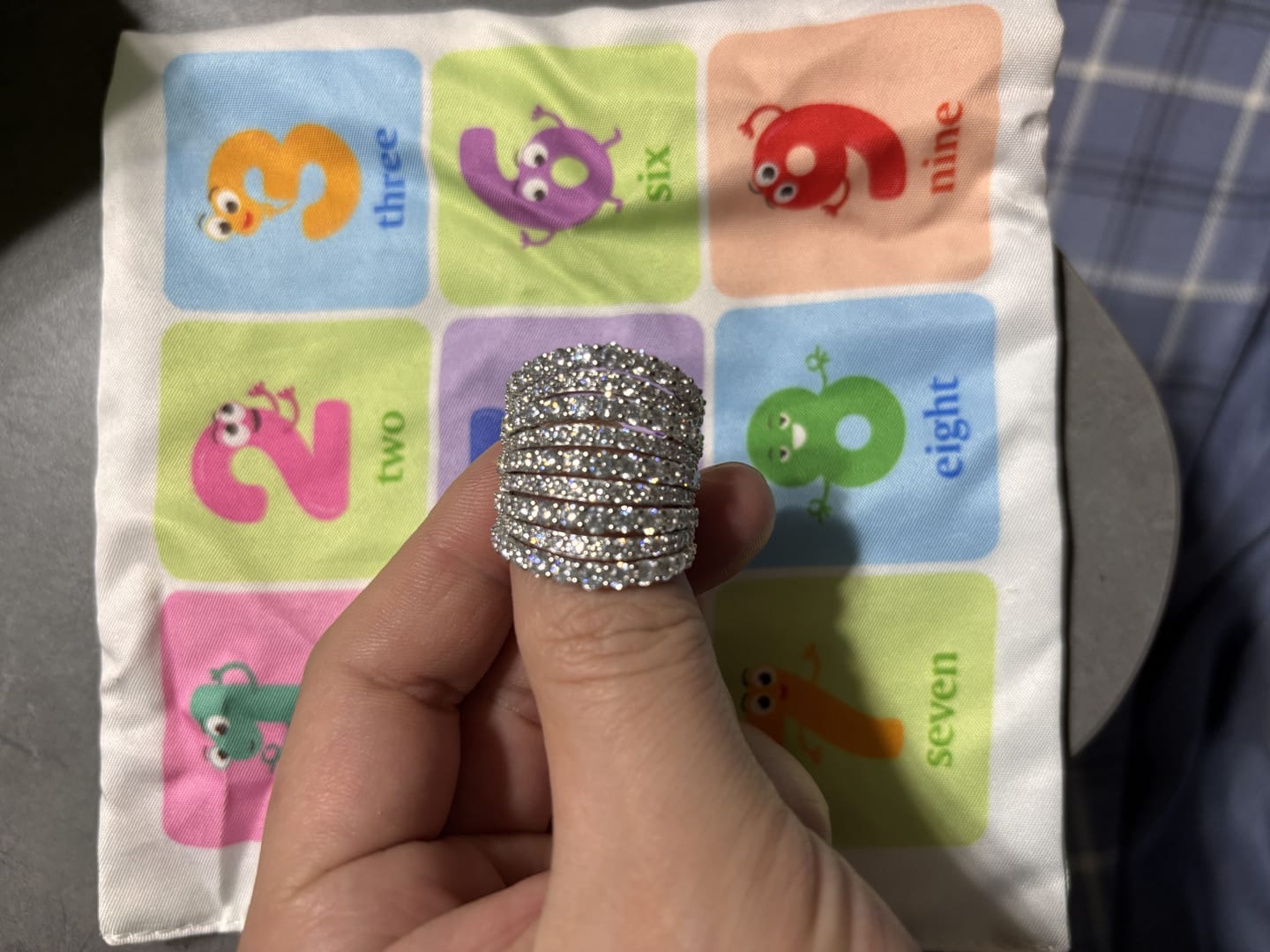 Customer photo review of Dazzling 925 Sterling Silver Pave Round Cut Wide Band Wedding Ring