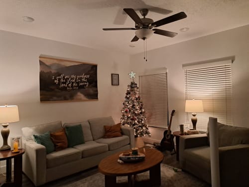 Customer photo review of Large Canvas with Banner Wood: I will see the goodness of God